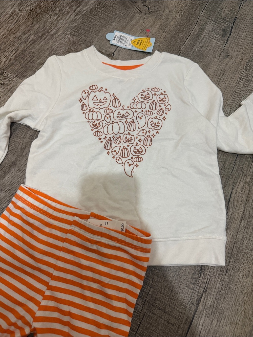 Kids Halloween glitter Heart Pumpkin Set - White & Orange